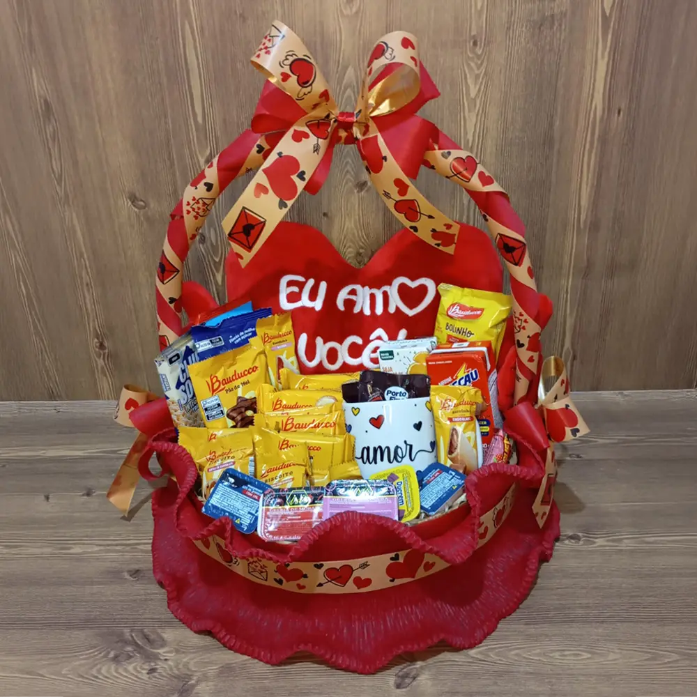 cesta-cafe-manha-redonda-almofada-cor Cesta Café da Manhã com Almofada Eu Te Amo - Imagem 1