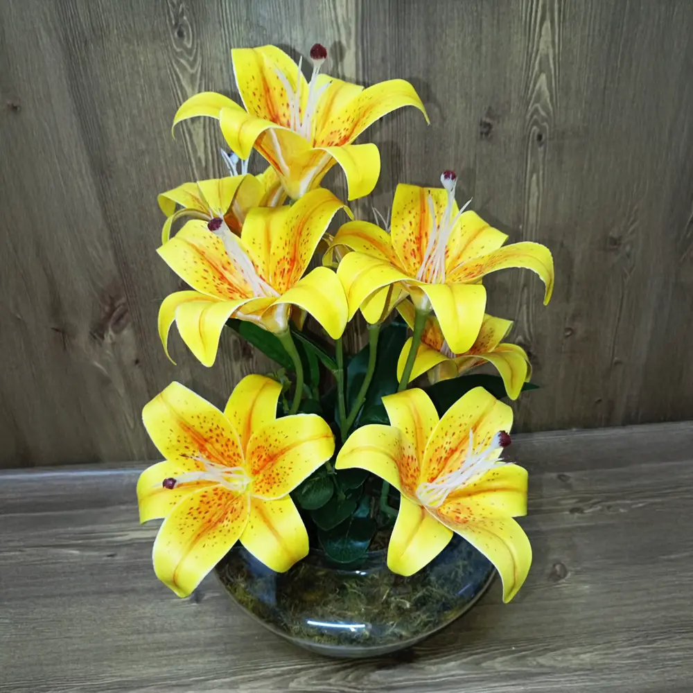 vaso-arti-lirio-amarelo Vaso Artificial de Lírio Amarelo - Imagem 1